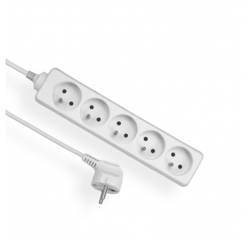 Przedłużacz 5 gniazd 5x2P+Z 3m 3x1,5 biały