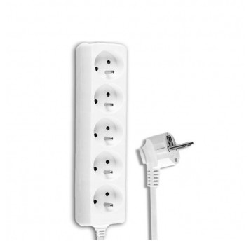 Przedłużacz 5 gniazd z uziemieniem 1,5m biały