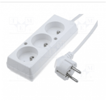 Przedłużacz elektryczny PS-370/3,0m bia 3x2P+Z 10A