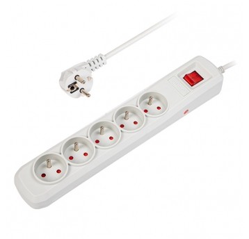 Przedłużacz przeciwprzepięci. 5x2P+Z 1,5m szary