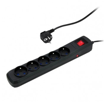 Przedłużacz przeciwprzepięci. 5x2P+Z 3m czarny