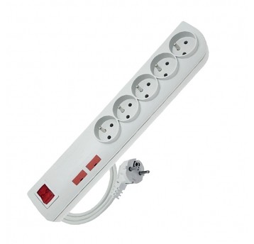 Przedłużacz przeciwprzepięci.PS 5x2P+Z 1.5m szara