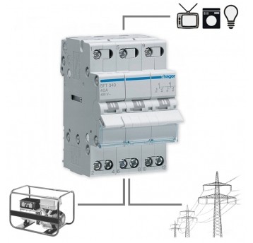 Przełącznik SFT440 40A 4P modułowy 1-0-2 Hager