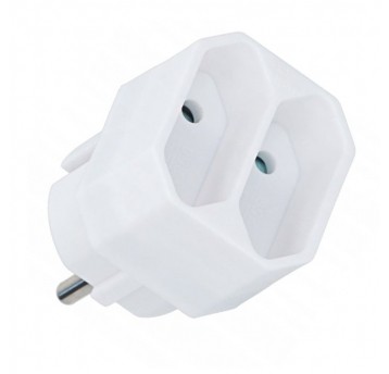 Rozgałęźnik elektryczny 2 gniazda b/u płaskie