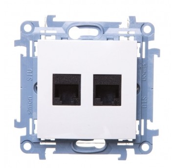 Simon 10 Gniazdo komp. podwójne RJ45 kat.6 białe