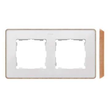 Simon 82 Detail Ramka 2-kr. biała podstawa drewno