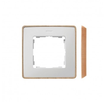 Simon 82 Detail Ramka poj. biała podstawa drewno