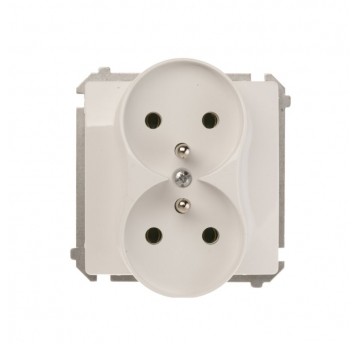 Simon Basic Gniazdo podwójne z/u białe