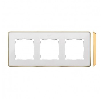 Simon Detail 82 Ramka 3-ka met BIAŁA /podst.złota