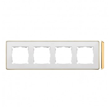 Simon Detail 82 Ramka 4-ka BIAŁA /podst. złota