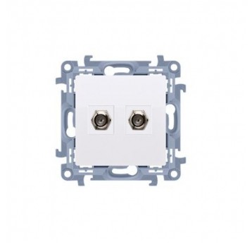 Simon10 Gniazdo antenowe podwójne typu F biały