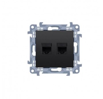 Simon10 Gniazdo komp. podwójne 2xRJ45 kat.5 cz. m.