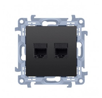Simon10 Gniazdo komputerowe podwój.2xRJ45 czarny m