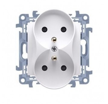 Simon10 Gniazdo podwójne z/u białe 16A