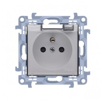 Simon10 Gniazdo poj. biały uszcz. kl.transp. IP44