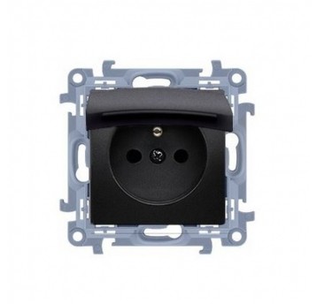 Simon10 Gniazdo poj. z uszczelką czarny mat IP44