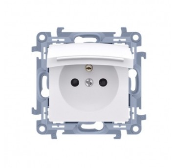 Simon10 Gniazdo pojedyńcze z/u 16A białe IP44