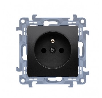 Simon10 Gniazdo pojedyńcze z/u 16A czarny mat IP44