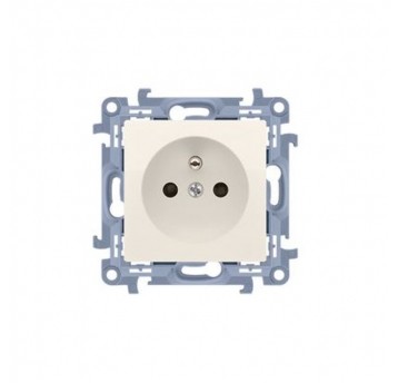 Simon10 Gniazdo pojedyńcze z/u 16A kremowe IP20
