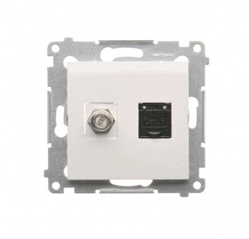 Simon54 Gniazdo ant.typ F+ RJ45 Kat 6.biały