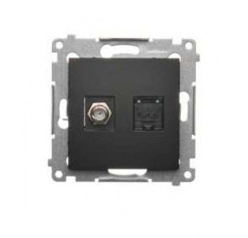 Simon54 Gniazdo ant.typ F+ RJ45 Kat 6.czarny mat