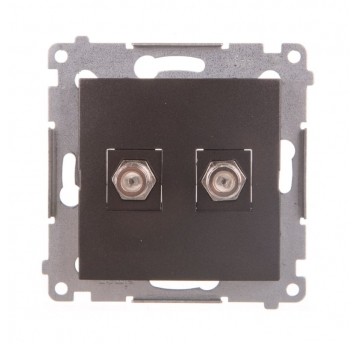 Simon54 Gniazdo antenowe podwójne typu F antracyt