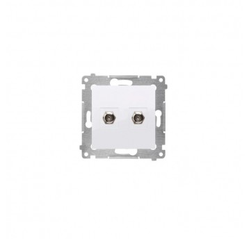 Simon54 Gniazdo antenowe podwójne typu F białe