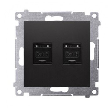 Simon54 Gniazdo komp. 2xRJ45 kat.6 czarny mat.