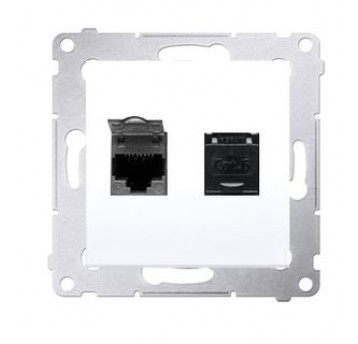 Simon54 Gniazdo komp. podwójne 2x RJ45 kat6 białe