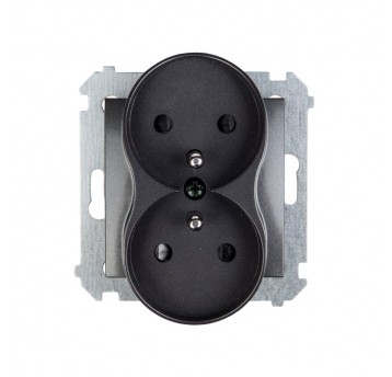 Simon54 Gniazdo podwójne z/u antracyt