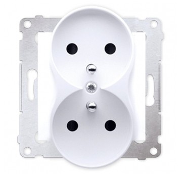 Simon54 Gniazdo podwójne z/u biały