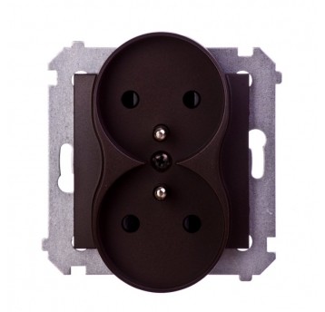 Simon54 Gniazdo podwójne z/u brąz mat