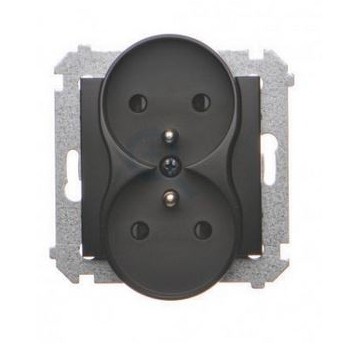 Simon54 Gniazdo podwójne z/u czarny mat