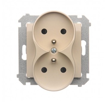 Simon54 Gniazdo podwójne z/u kremowe
