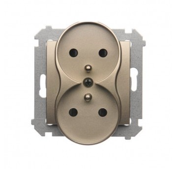 Simon54 Gniazdo podwójne z/u złoty mat