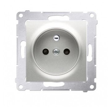 Simon54 Gniazdo pojedncze z/u srebrny mat