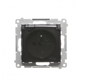 Simon54 Gniazdo pojedyncze bez/u IP44 czarn transp
