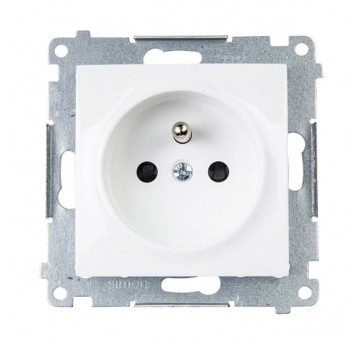 Simon54 Gniazdo pojedyncze z/u biały szybkozłącza