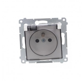 Simon54 Gniazdo pojedyncze z/u IP44 białe transp