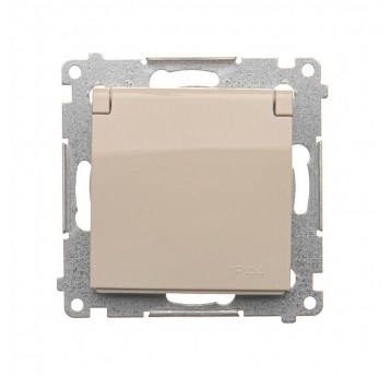 Simon54 Gniazdo pojedyncze z/u IP44 kremowe