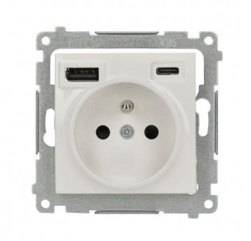 Simon54 Gniazdo pojedyncze z/u+ładowarka 2xUSB