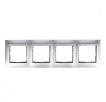 Simon54 Ramka czterokrotna srebrny mat 4 pola