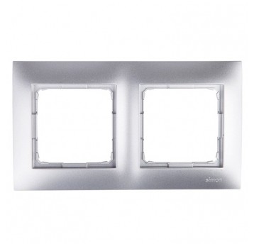 Simon54 Ramka podwójna srebrny mat 2 pola