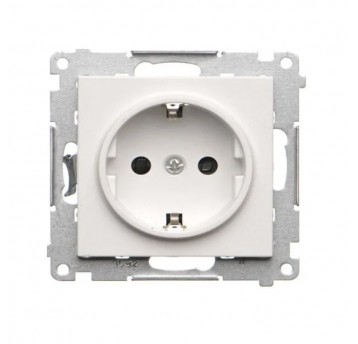 Simon55 Gn. Schuko z przesłonami(moduł) biały mat