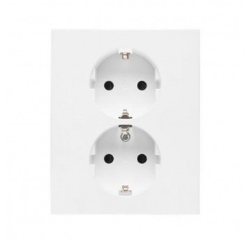 Simon55 Gn. Schuko z przesłonami podwójne b.mat