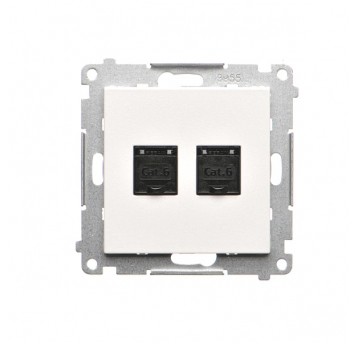 Simon55 gniazdo 2xRJ45 biały mat kat.6