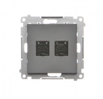 Simon55 gniazdo 2xRJ45 grafitowy mat kat.6
