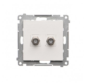 Simon55 gniazdo antenowe 2xF biały mat