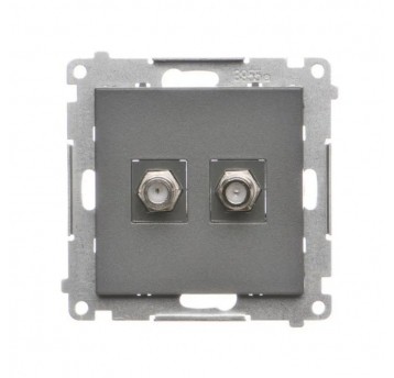 Simon55 gniazdo antenowe 2xF Grafitowy mat