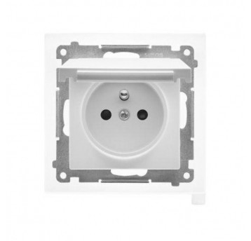 Simon55 Gniazdo do IP44 z uszcz. klapka Biały mat